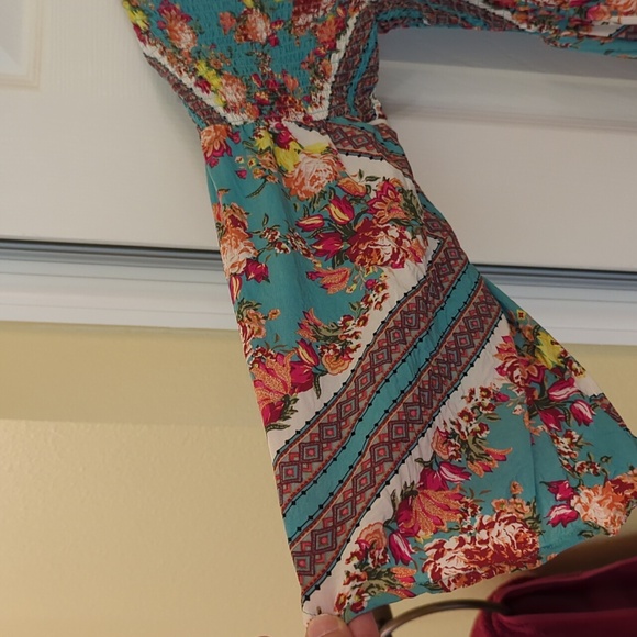 Multi color off the shoulder maxi dress lined from Torrid size 1 - Picture 3 of 5